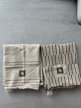 Nespresso Beige Striped Tea Towels – Set of 2 (NWOT)